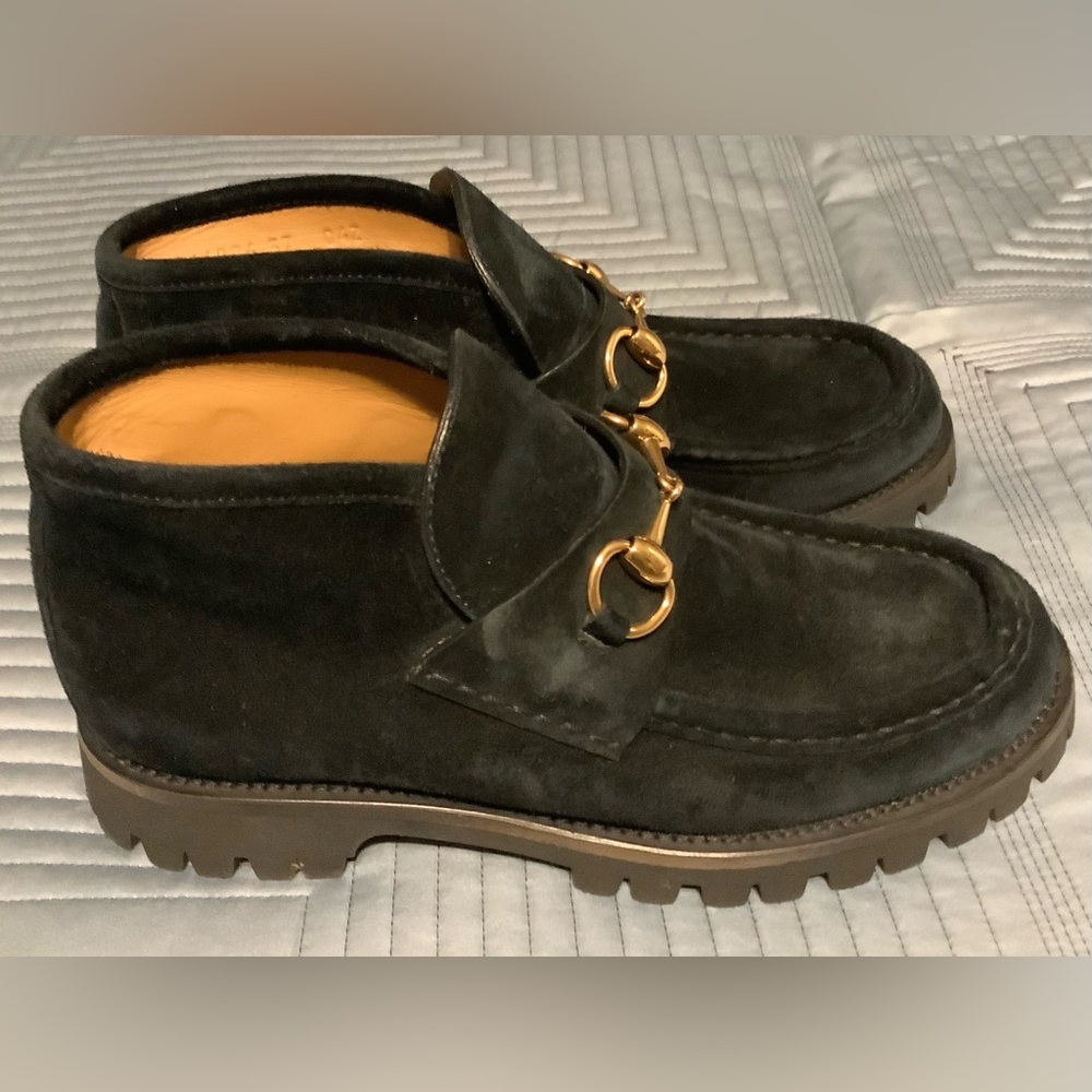 GUCCI Women’s cSuede Horsebit Ankle Boots Size 7 - Picture 9 of 13